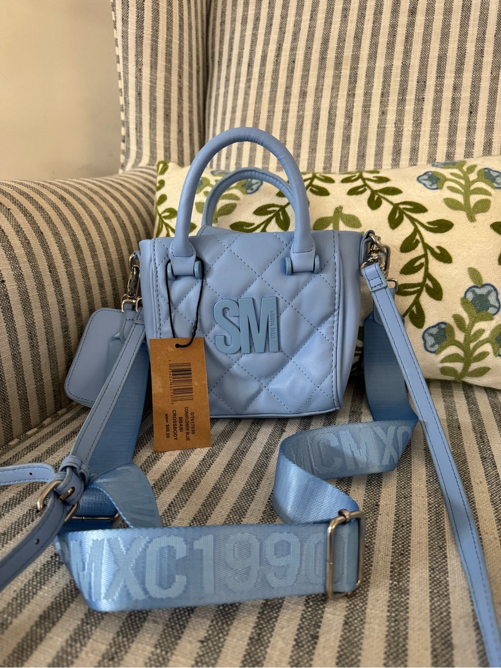 SM Quilted Mini Tote Bag in Light Blue